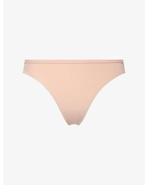 Calvin Klein Perfectly Fit Stretch-Woven Thong - Natural