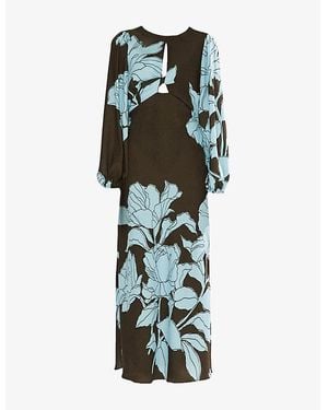 Ro&zo Mae Floral-Print Woven Midi Dress - Green