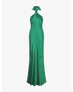 OMNES Arles Halterneck Satin Maxi Dress - Green