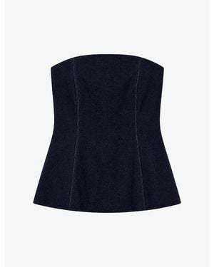 OMNES Etta Strapless Linen-Blend Top - Blue