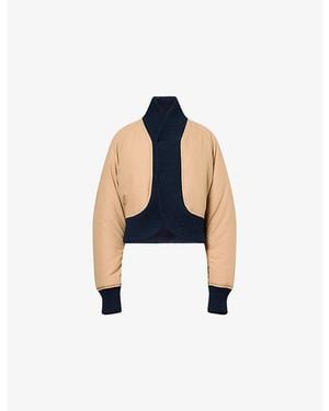 Jean Paul Gaultier Cropped Contrast-Trim Cotton Bomber Jacket - Blue