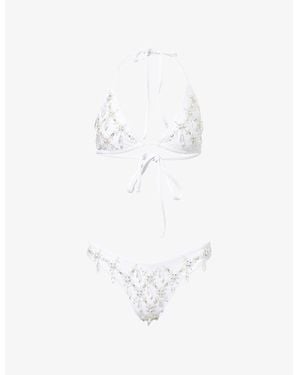 Oceanus Calliope Embellished Bikini - White