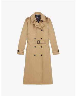 The Kooples Double-Breasted Long Cotton Trench Coat - Natural