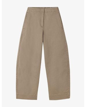 Whistles Barrel High-Rise Stretch-Cotton Trousers - Natural