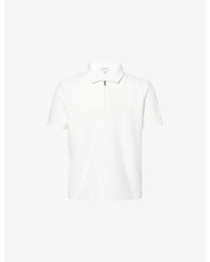 Arne Cavour Textured Zip Woven Polo Shirt - White