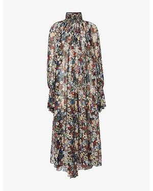 sachin and babi light blue dress Runway Designer Women's Knee-Length Chiffon Autumn Natural Vintage Baroque Floral  Print Puff Sleeve Sashes Pleated Dress| Alibaba.com main image 1