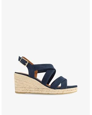 LK Bennett Mariana Multi-Strap Suede Wedges - Blue