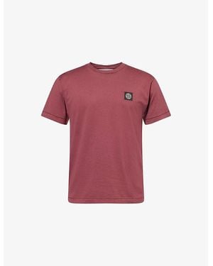 Stone Island Embroidered Logo-Patch Crewneck Cotton T-Shirt