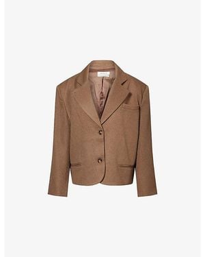 Atelier Ninety Five The Oversized Notch-Lapel Woven Blazer - Brown