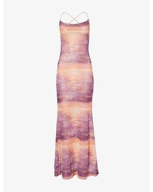 Gracejacob Sunset Open-Back Mesh Maxi Dress - Pink