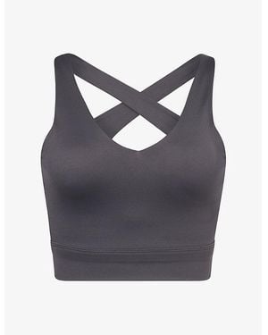 Sisterly Tribe Softsculpt V-Neck Cross-Back Sports Bra - Blue