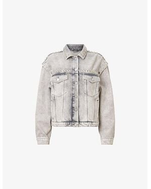 AllSaints Chlo Stud-Embellished Denim Jacket - White