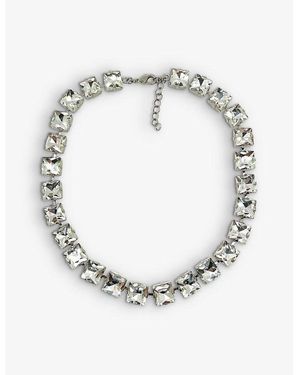 JENNIFER GIBSON JEWELLERY Pre-Loved Metal And Square-Cut Crystal Rivière Necklace - Metallic