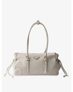Prada Bonnie Leather Tote Bag - Grey