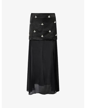 4th & Reckless Nobu Jem-Embellished Woven Maxi Skirt - Black
