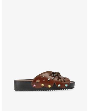 Kurt Geiger Boho Butterfly Leather Sandals - Brown