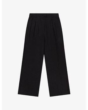 OMNES Pearl Wide-Leg Linen-Blend Trousers - Black
