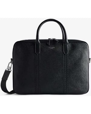 Ted Baker Conley Logo-embossed Zip-up Leather Document Bag - Black