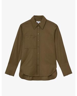 Reiss Adie Patch-Pocket Stretch-Wool Shirt - Green