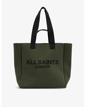 AllSaints Izzy Large Logo-Print Recycled-Polyester Tote - Green