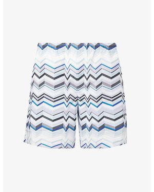 Missoni Mid-Length Zig-Zag Print Swim Shorts - Blue