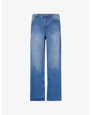 Daily Paper Amba Monogram-Pattern Straight-Leg Denim Jeans - Blue