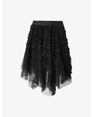 AllSaints Jayde Branded-Waist Tulle Woven Mini Skirt - Black