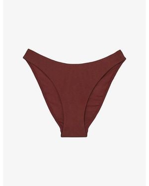 Reiss Johannah Fixed-Side Stretch-Woven Bikini Bottoms - Purple