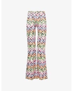 Missoni Chevron Flared Knitted Trousers - White