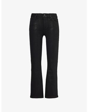 PAIGE Claudine High-Rise Flared Coated Stretch-Denim Jeans - Black