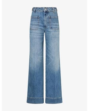 Victoria Beckham Alina Wide-Leg Cotton Denim Jeans - Blue