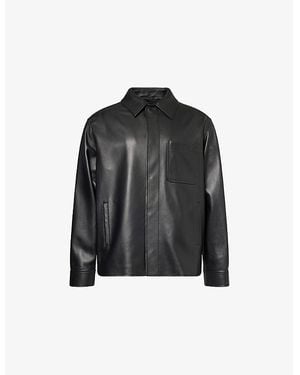 Loewe Relaxed-Fit Monogram Leather Overshirt - Black