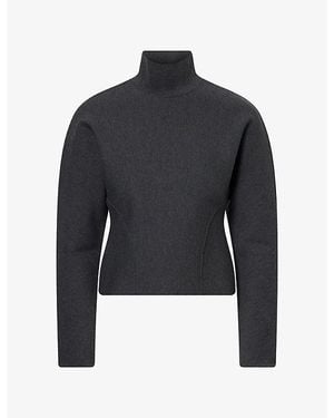 Alaïa Cinch Wool-Blend Knit Sweater - Blue