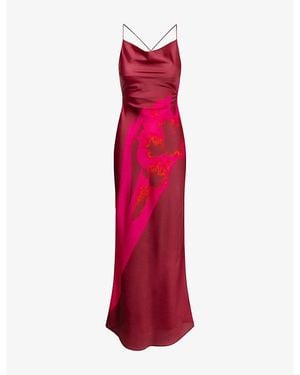 OMNES Ginny Floral-Print Satin Maxi Dress - Red