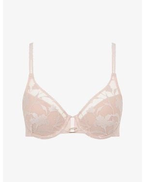 Chantelle Idyll Plunge Spacer Lace Bra - Pink