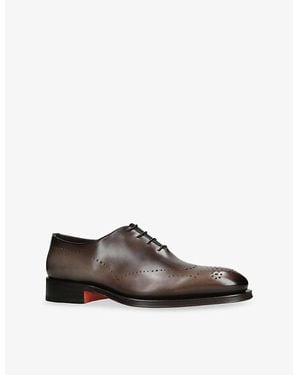 Santoni Carter Wholecut Leather Oxford Shoes - Brown