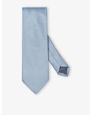 Eton Solid Silk And Linen Tie - Blue