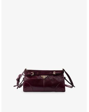 Prada Brand-Plaque Small Leather Shoulder Bag - Purple