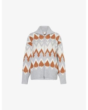 Varley Brockley Jacquard Shawl-Collar Knitted Jack - White