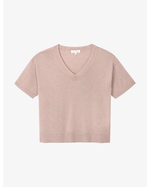 The White Company V-Neck Short-Sleeve Merino-Wool T-Shirt - Pink