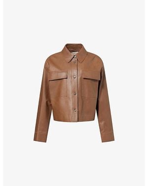 Weekend by Maxmara Boxy-Fit Leather Jacket - Brown