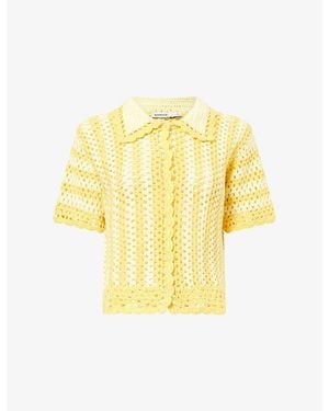 Jonathan Simkhai Stanton Crochet Camp Shirt - Yellow
