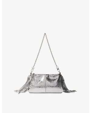 Maje Miss M Leather Clutch Bag - White