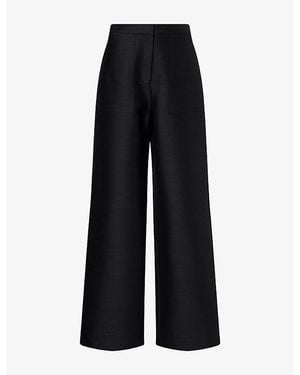 LeKasha Wide-Leg Wool-Blend Pants - Black