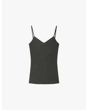 Soeur Ila Open-Back Cotton-Blend Cami Top - Black