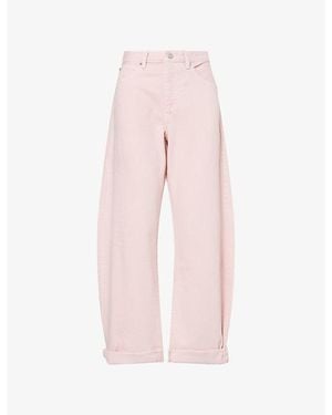 FRAME The Bubble Curved-Leg Cotton Denim Jeans - Pink