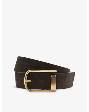 Reiss Iyla Half-Keeper Suede Belt - Black