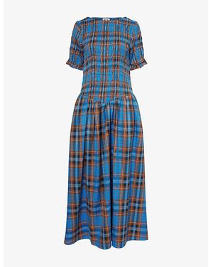 Amy Lynn Beatrix Check-Print Woven Maxi Dress - Blue