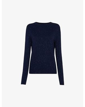 Whistles Annie Metallic-Weave Woven Top - Blue