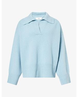 Skall Studio Dean V-Neck Wool Sweater - Blue